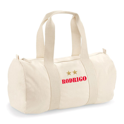 Bolsa de deporte bordada 2 estrellas de algod&oacute;n org&aacute;nico