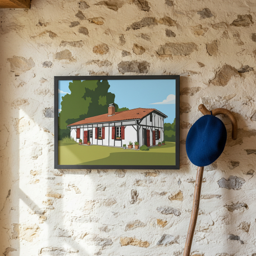 Retrato de casa al estilo flat design según una foto