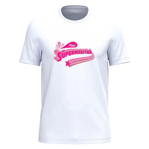 Camiseta mujer personalizada súper maestra blanco