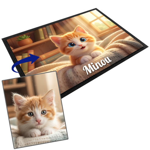 Alfombrilla para comedero personalizada estilo animaci&oacute;n 3D para perro