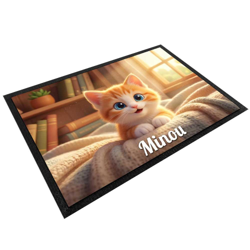 Alfombrilla para comedero personalizada estilo animaci&oacute;n 3D para perro