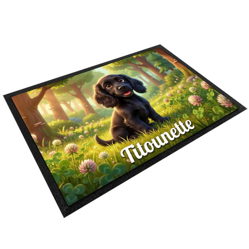 Alfombrilla para comedero personalizada estilo animaci&oacute;n 3D para perro