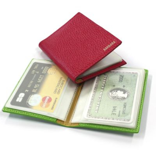 tarjetero cuero para 12 tarjetas abierto