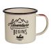 Taza esmaltada the Adventure Begins crema