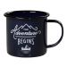 Taza esmaltada the Adventure Begins azul