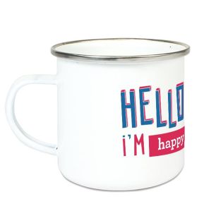 Taza esmaltada personalizada Hello