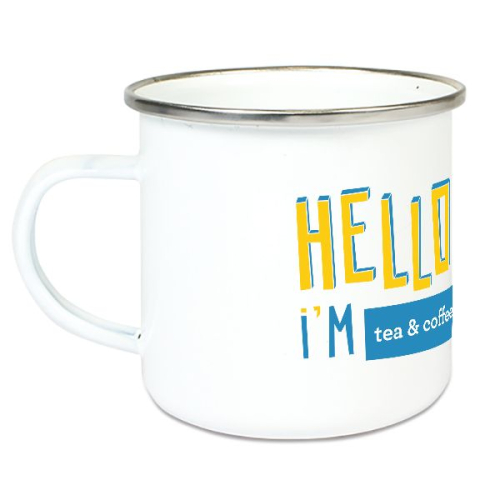 Taza esmaltada personalizada Hello