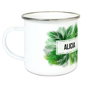 Taza esmaltada personalizada palmeras