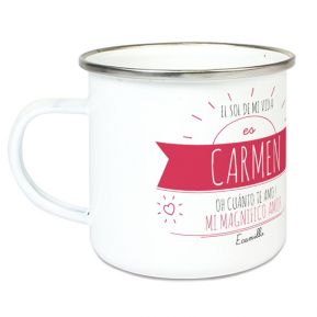 Taza esmaltada personalizada con mensaje soleado 