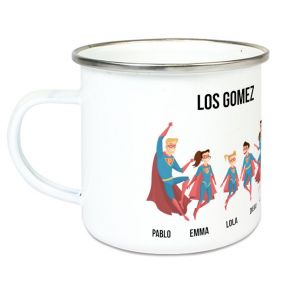 Taza esmaltada personalizada súper héroe