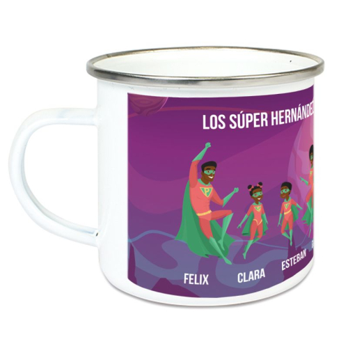 Taza esmaltada personalizada súper héroe