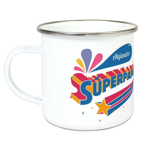 Taza personalizada esmaltada súper papá