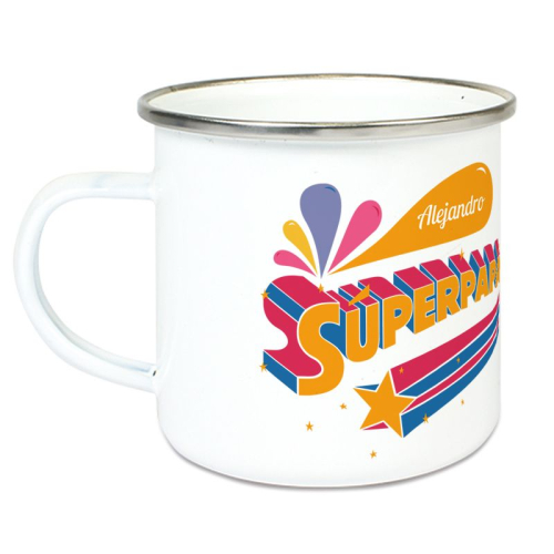 Taza personalizada esmaltada súper papá