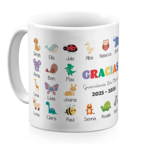 Taza personalizada GRACIAS con animales y nombres