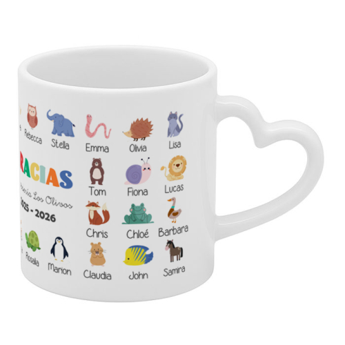 Taza personalizada GRACIAS con animales y nombres