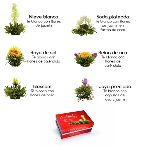 Flores de té mágicas y tetera