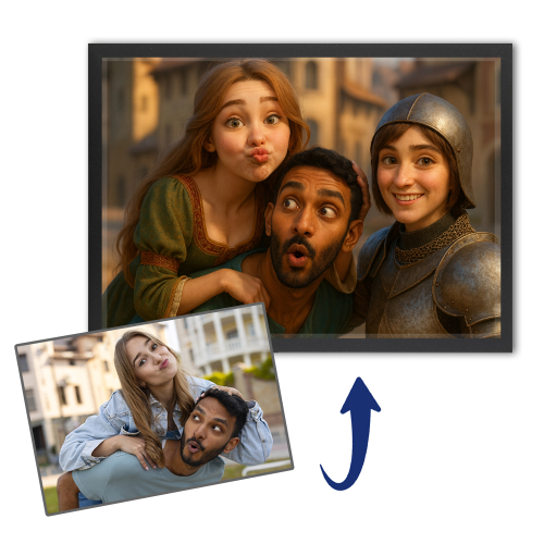 Retrato estilo cartoon + personaje histórico según una foto