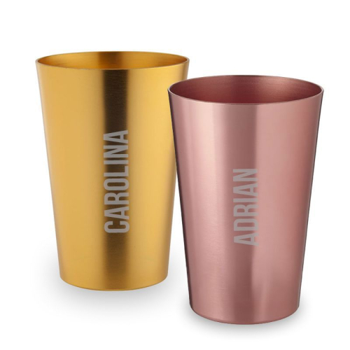 Vaso de aluminio grabado
