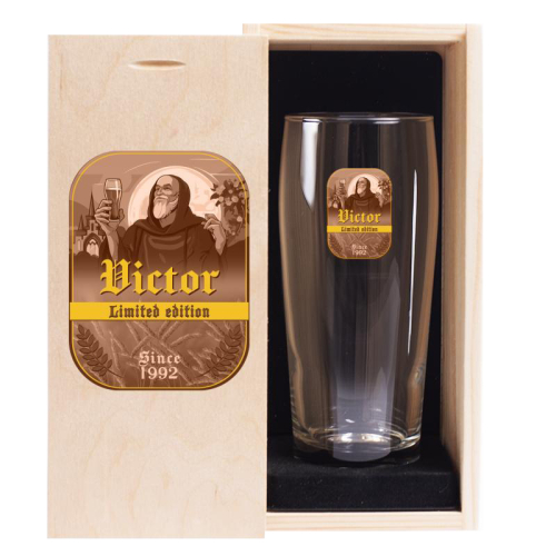 Vaso de cerveza estampado trapense