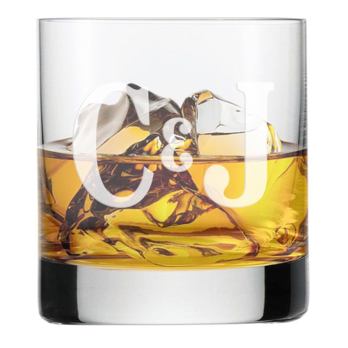 Vaso de whisky personalizado dos iniciales