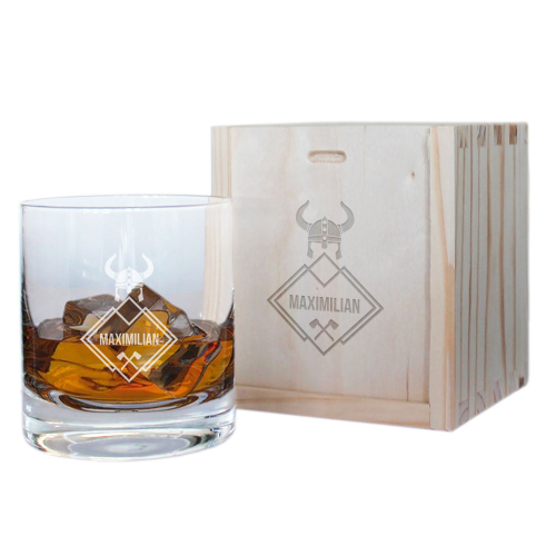 Vaso de whisky grabado con nombre