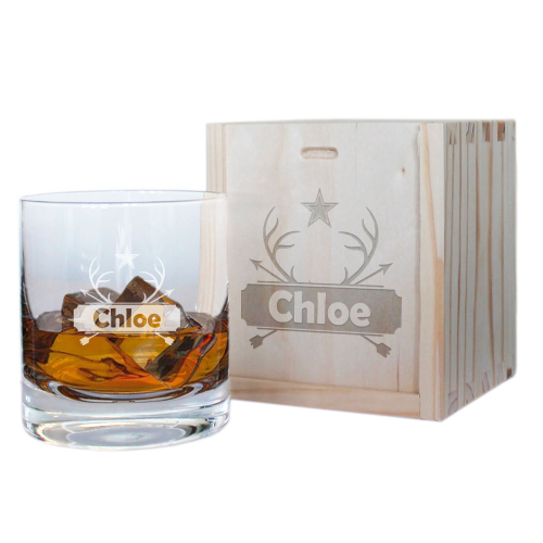 Vaso de whisky grabado con nombre