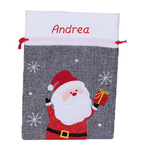 Bolsa de regalo de Navidad gris Papá Noel