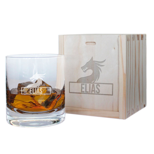 Vaso de whisky grabado con nombre