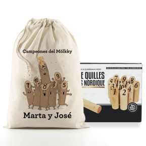 Juego de Mlkky con estuche personalizado de bolos animados