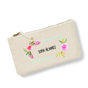Bolsa pequea personalizada flores en acuarela