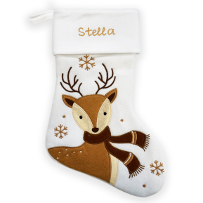 Bota de Navidad blanca personalizada con diseo de reno