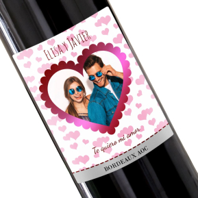 Botella de vino personalizada Corazn foto