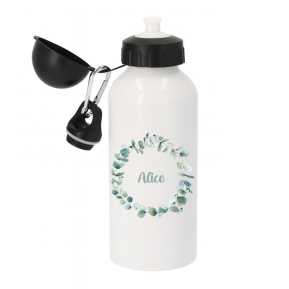 Botella personalizada con corona de flores