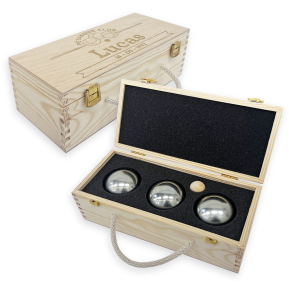 Maletn de petanca de madera personalizado para triplete (3 bolas)
