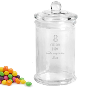 Frasco de dulces para cumpleaos grabado
