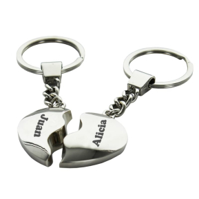 Llavero corazn dos mitades personalizado