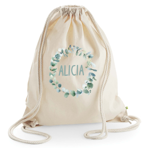 Mochila de algodn con corona de flores