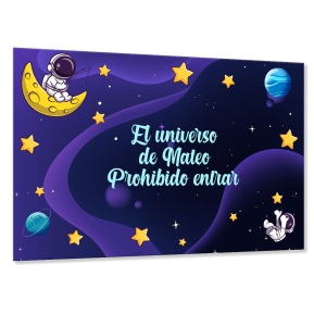 Placa de puerta Astronauta con nombre de nio