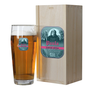 Vaso de cerveza estampado trapense