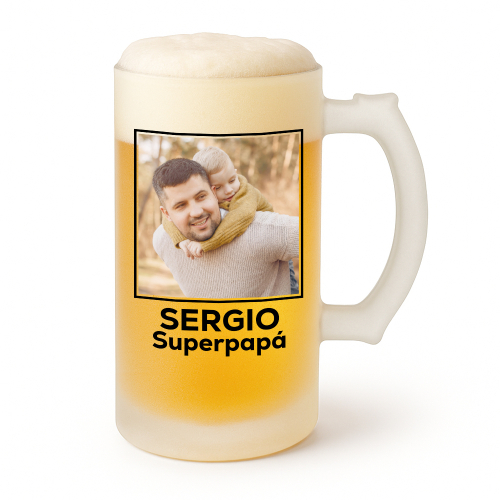 Jarra de cerveza personalizada con una foto