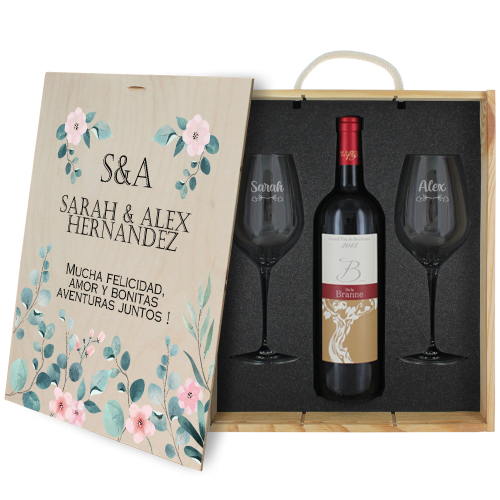 Caja de vino para boda - Acuarela