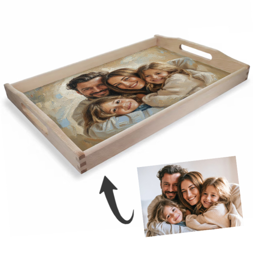Bandeja fotográfica transformada en pintura al óleo Bandeja fotográfica transformada en pintura al óleo