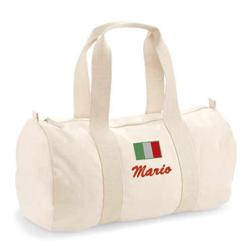 Bolsa de deporte personalizada con nombre y bandera