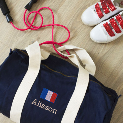 Bolsa de deporte personalizada con nombre y bandera
