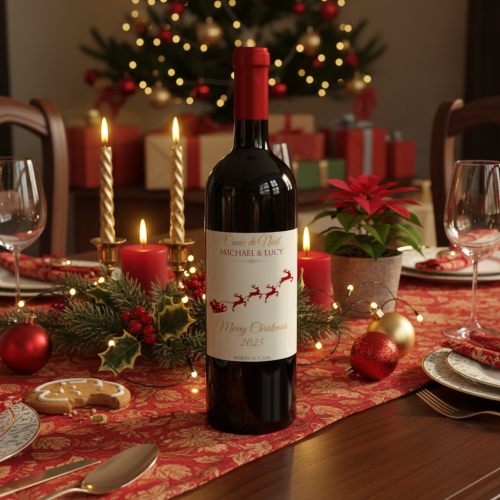 Botella de vino de Navidad
