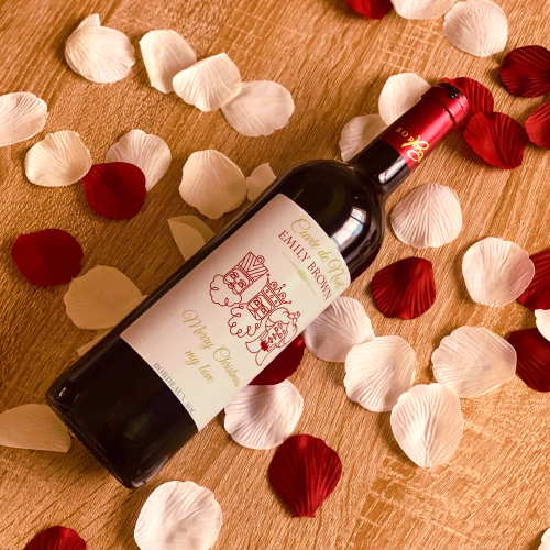 Botella de vino de Navidad
