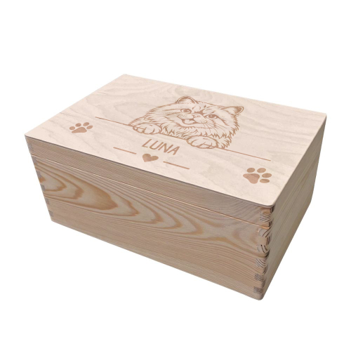 Caja de almacenaje grabada para gato Caja de almacenaje grabada para gato