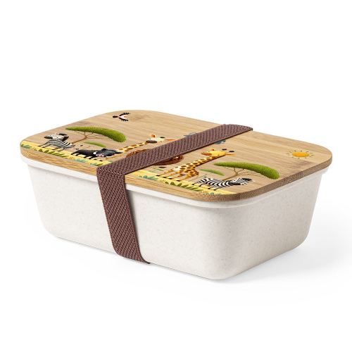Caja para almuerzo safari con tapa de bambú