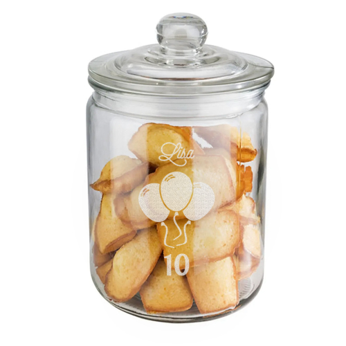 Frasco de dulces para cumpleaños grabado
