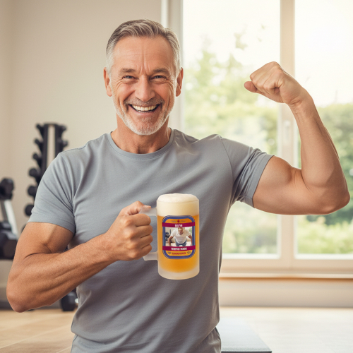 Jarra de cerveza con foto Jarra de cerveza con foto